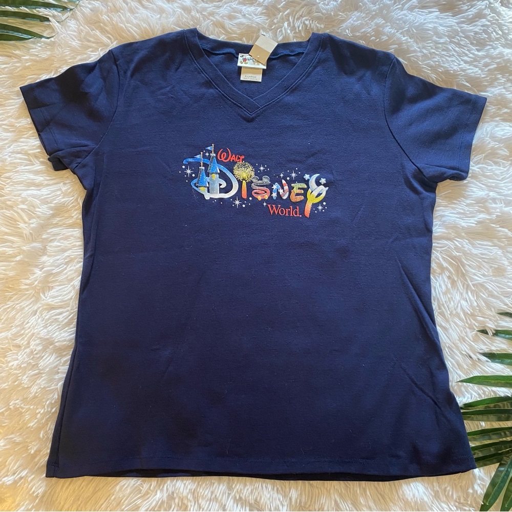 SOLD NWT Vintage Disney World V-Neck Tee | Size XL
